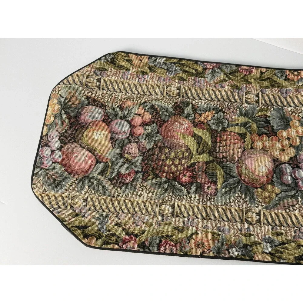 Vintage Tapestry Table Runner Fruit Floral 33.5 x 12.5